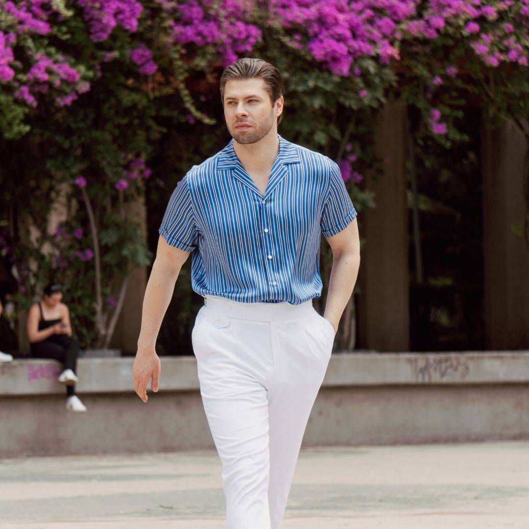Mens lavender short recognized sleeve dress shirt